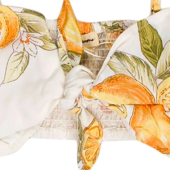 🌷NWT!🌷For Love & Lemons White and Yellow Floral Print Crop Top Size Small - Picture 4 of 5